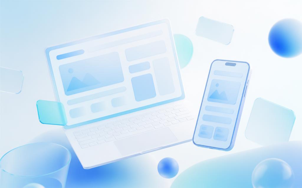 Laptop and phone showing modern website and app layouts